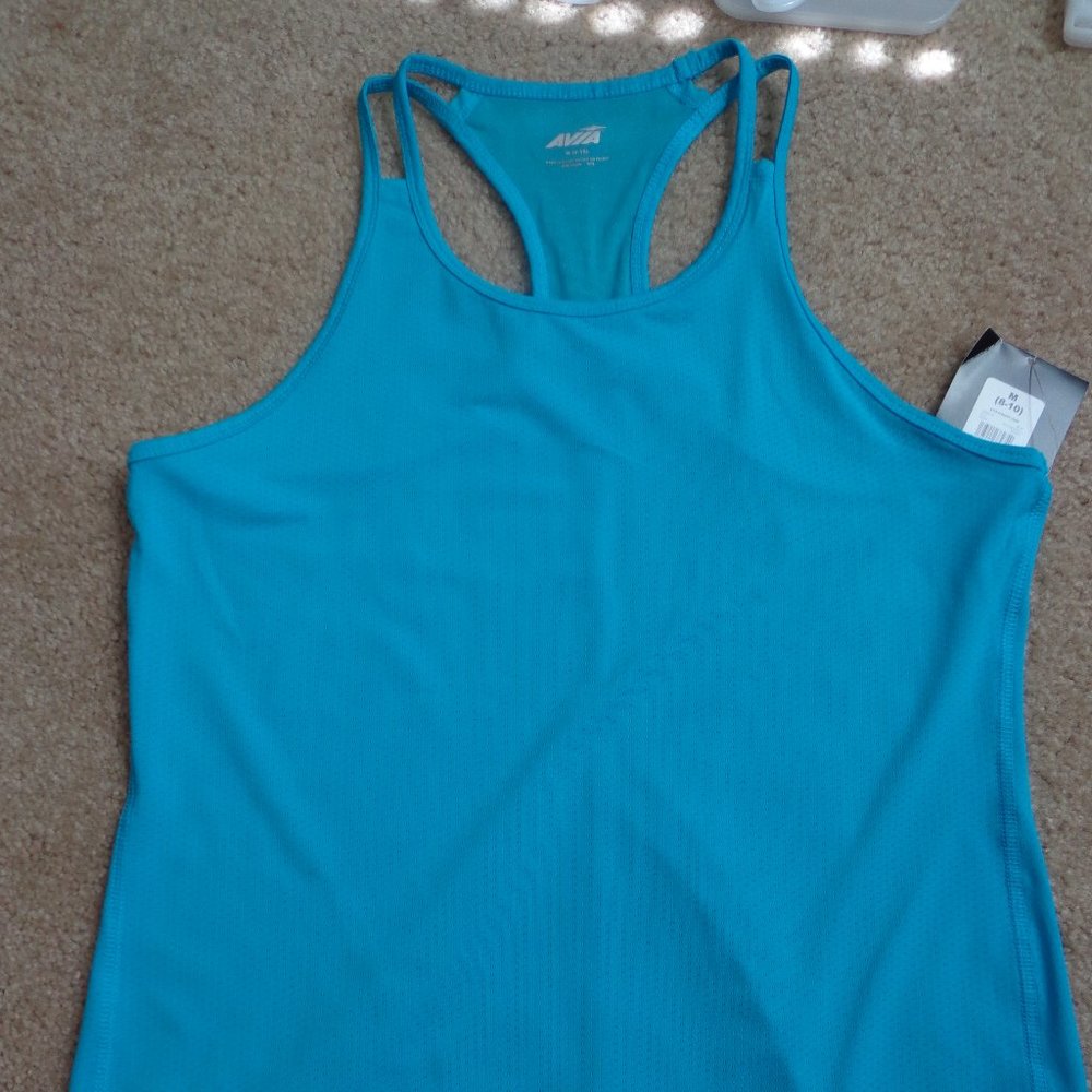 Avia Strappy Tank Top - Blue or Pink, mesh detail